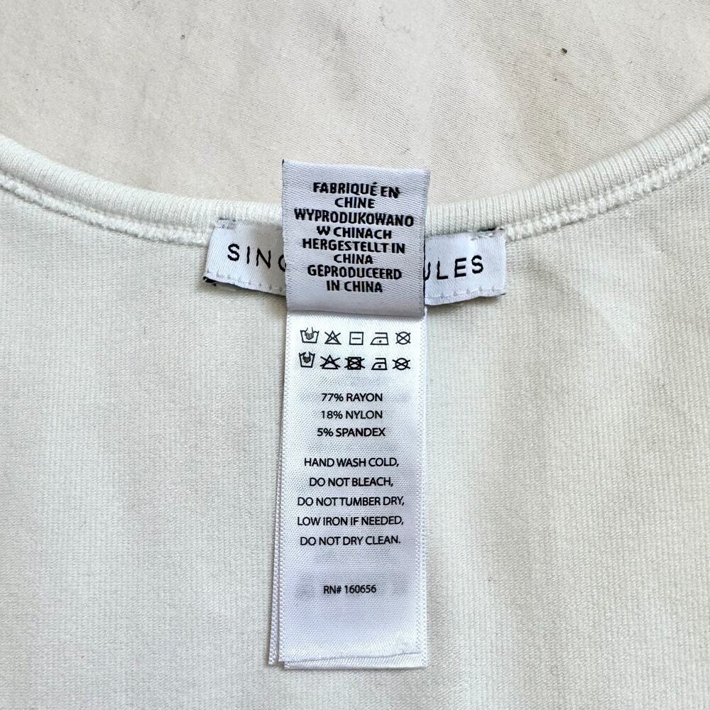 Sincerely Jules White Stretchy Scoop Neck Crop Tank Top Contrast Trim Size Large - Picture 7 of 8